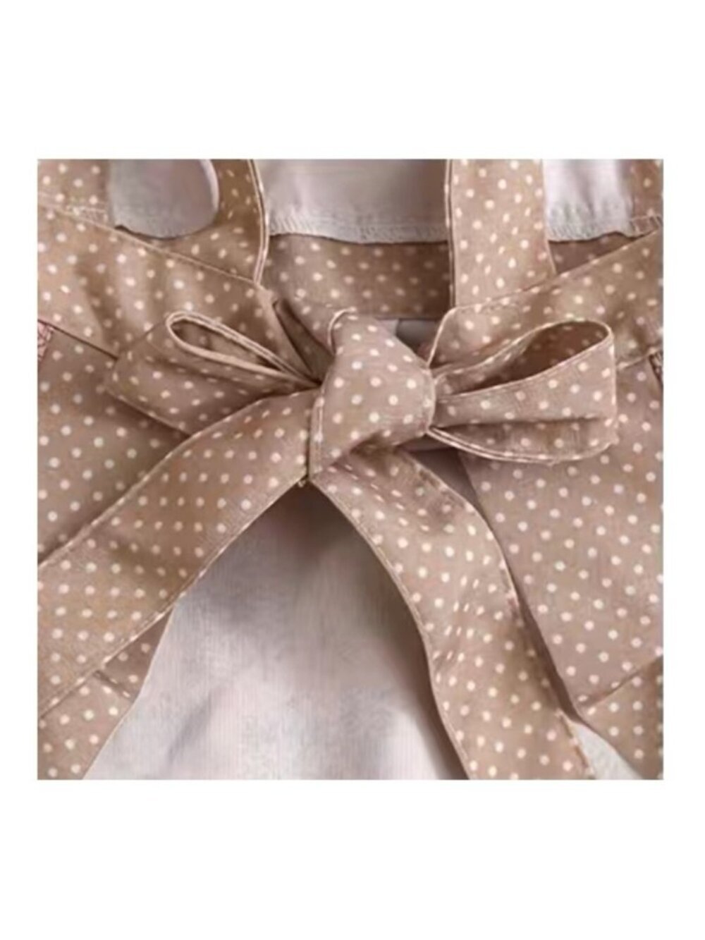 Apron Retro Bib Style Adjustable Waist Tie Floral Polka Dot Womens Pink Tan OS - Picture 6 of 16